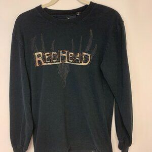 Red Head Mens Top Size L Black Sweatshirt Deer with Camouflage Print Hunting
